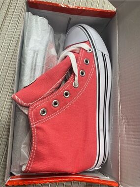 Collection’O Coral Canvas High-Top Sneaker with Black Stripe